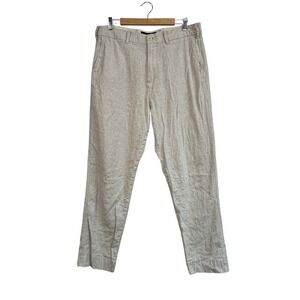 Abercrombie Fitch Loose Linen Blend Chinos Pants Mens 34W 29L Beige